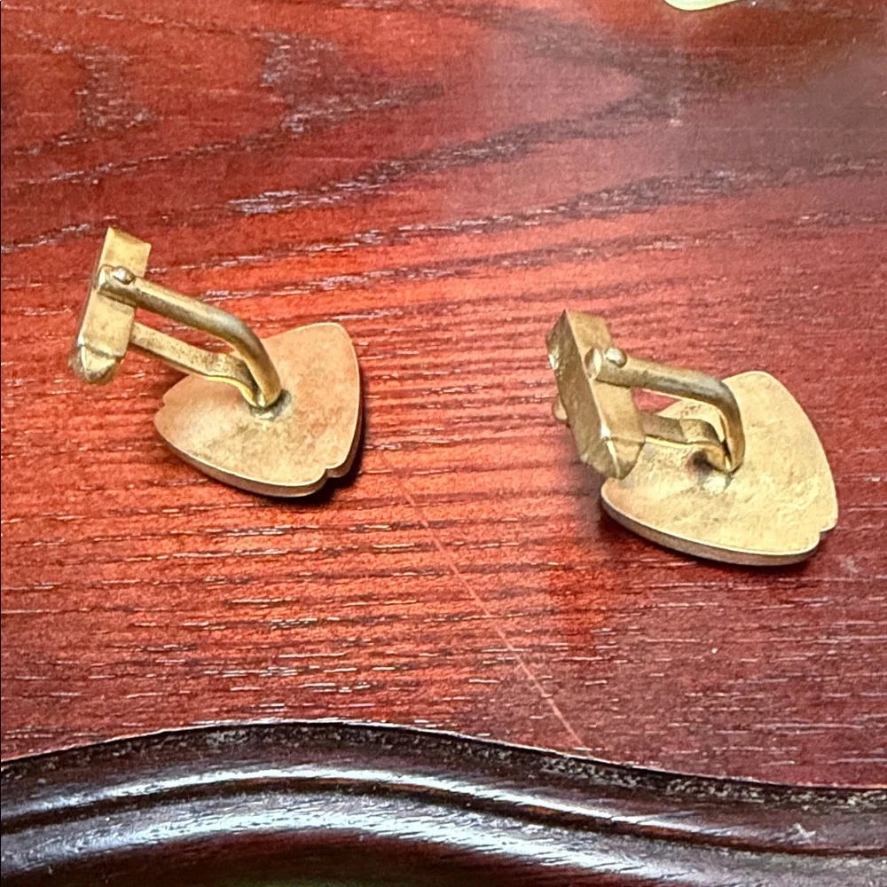 Vintage Gold and White Triangle Cufflinks